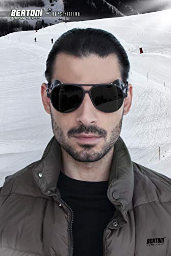 Bertoni Glacier Polarized Sunglasses For Mountain Hiking Trekking Ski Mod Alps Italy (Black - Photochromic Polarized) #TOP3