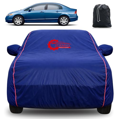 Image of 100% Waterproof Car Cover for Honda's Civic 2008-2017 | All-Weather, Dustproof & UV Protection | Heavy-Duty 3-Layer Fabric | Custom Fit with Mirror & Antenna Pocket | Navy Blue