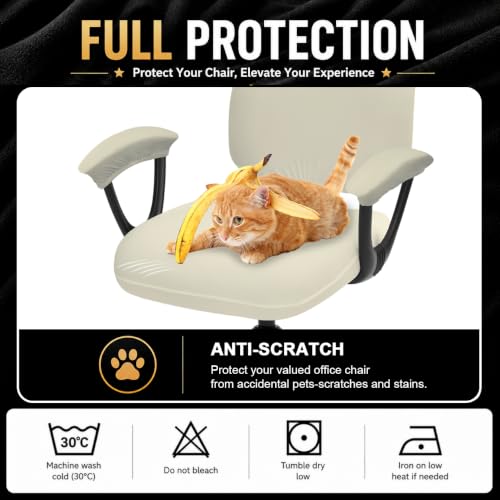 Image of DIVA EN CAMINO DEC Split Office Chair Seat Covers - Universal Stretch Computer Chair Slipcover - Washable Rotating Backrest Coverings & Cushion Protectors & Armrest Covers for Dogs, Cats, Pets