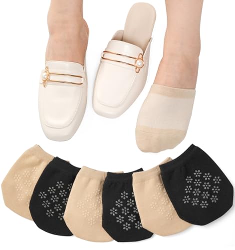 Image of Toe Socks Womens for Mules, Half Socks Toe Topper Covers No Show Invisible Non-slip Liners for Clogs 4 /6 /8 Pairs