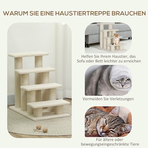 Hundetreppe PawHut für Katzen und Hunde mit 4 Stufen