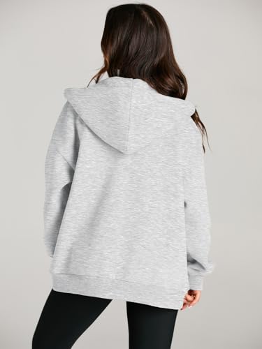 EFAN Women Zip Up Hoodies Oversized Sweatshirt Jacket 2026 Fall Fleece Cute Pullover Hooded Tops Teen Girls Casual Loose Fit Y2k Trendy Fashion Gym Clothes Outfits Grey S - Thumbnail 5