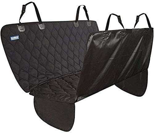 Acrabros Universal Fit Nonslip, Waterproof, Padded, Quilted, Convertible Hammock Dog Car Seat Covers with Extra Side Flaps, Black