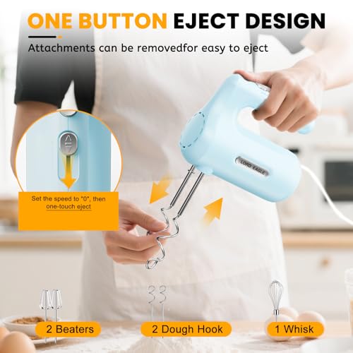 Image of Lord Eagle 5-Speed Small Hand Mixer Electric, 300W Compact Portable, Blue