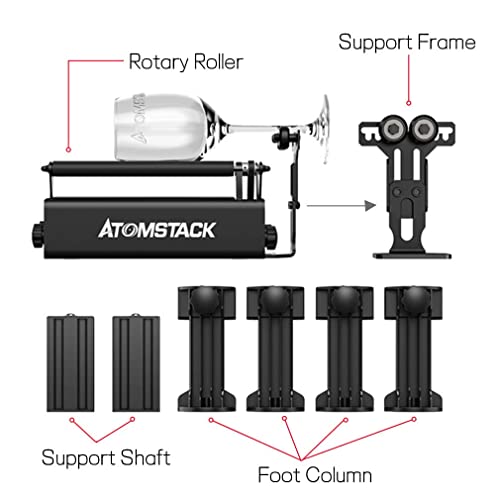 Atomstack R3 Pro Laser Rotary Roller, Engraving Auxiliary Module For Laser Engraver, 360° Y-Axis Rotating Roller For Carving Of Goblet/Cylindrical/Round/Oversized Objects (R3 Pro Rotary Roller) #TOP1