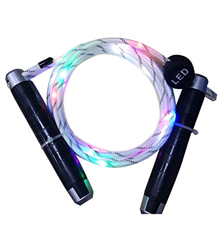 EXESAS: LED Jump Rope USB RECHARGEABLE Rainbow Color with 3 Modes, Comfortable ABS Handles, Bright Colors Exercise Rope for ADULTS and KIDS - Adjustable Size
