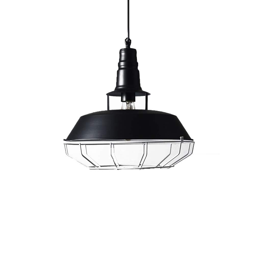 Plafonnier lampe à chaîne en métal noir et filet de fer lustre réglable pour salle à manger