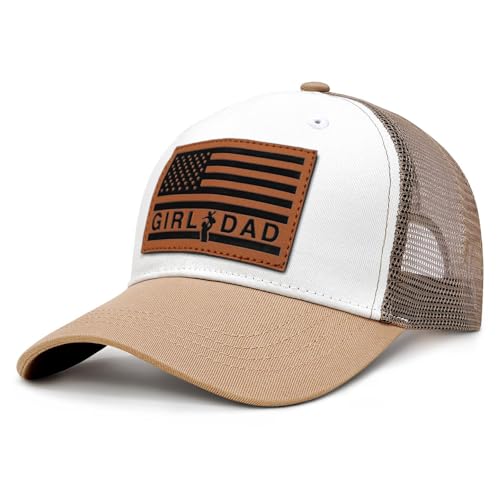 Image of Girl Father Daddy Dad Leather Patch Hat Birthday for Dad Papa from Daughter Son Adjustable Trucker Hat