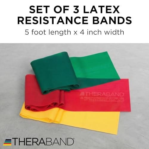 THERABAND Resistance Bands Set, Beginner Kit, Yellow, Red, Green, Latex Elastic Bands for Exercise & Physical Therapy, Strength Training Bands for Upper & Lower Body Fitness - Image 5