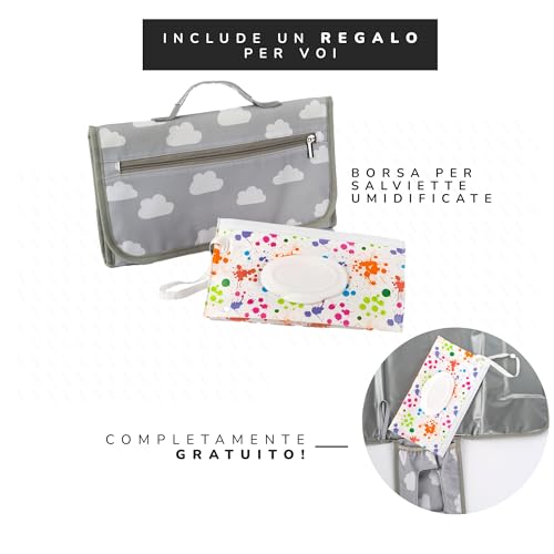 Fasciatoio portatile neonato + Borsa per salviette...