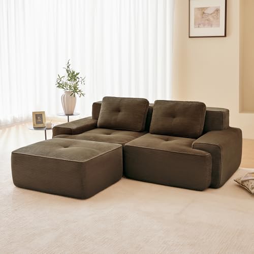 Image of Corduroy Modular Sectional Sofa, Oversized Cloud Couches for Living Room
