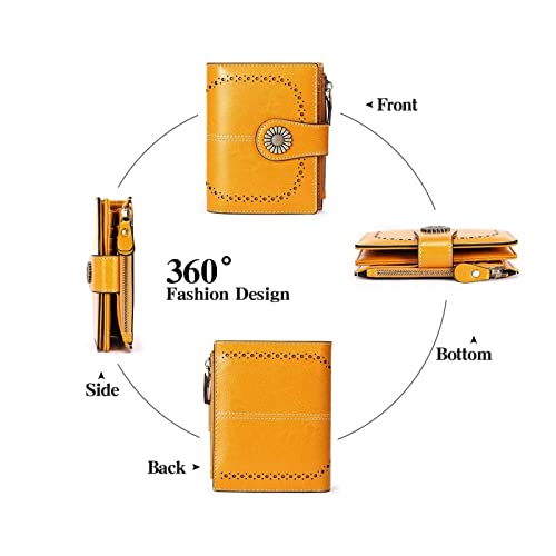 Women's Genuine Leather Wallet, Stylish Small and Simple Short Bifold Coin Purse (Brown)4