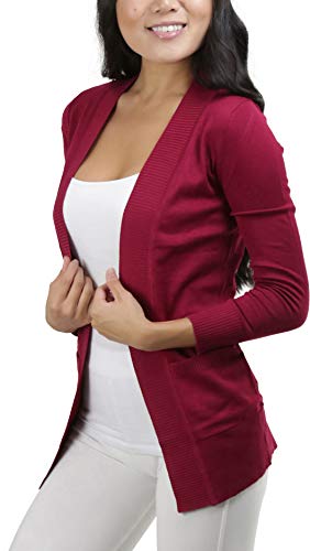 Image of ToBeInStyle Women's Long Sleeve Rib Banded Open Sweater Cardigan