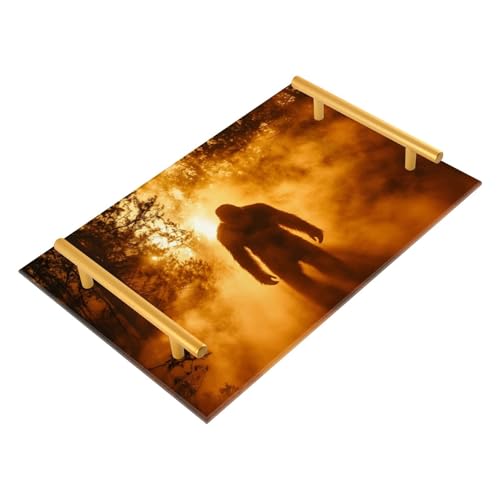 NFMILI Sasquatch Forest Vanity Tray Rectangle Acrylic Bathroom Tray Serving Trays for Centerpieces Modern Home Decor for Kitchen Bathroom Bedroom Living Room 7.9 × 11.8 inch