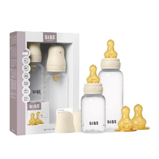 Kit de départ Grow & Flow avec biberon BIBS et tétine en caoutchouc naturel - fonction anti-colique, sans bisphénol A, tétine ronde, débit lent/moyen/rapide, convient aux nouveau-nés - Ivory