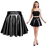 Falda Brillo Mujer Cintura Alta, Falda Metalizado Mujer Brillante No Transparenta No Aarruga, Minifalda MetalizadaSexy Falda Corta para Baile Club Danza Disfraz (XL, Falda Metalizada Negra)