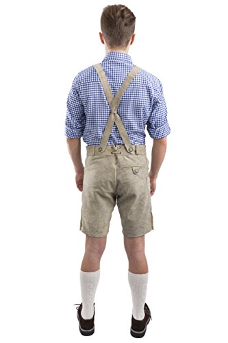 Schöneberger Trachten Couture Men's Bergkristall Bright Antique German Bavarian Lederhosen Oktoberfest Leather Trouser (33" (EU:50), Grey)