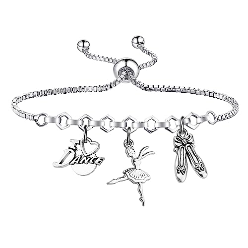 SEIRAA Dance Bracelet Ballet Teacher Jewelry I Love Dance Gift Dance Charm Bracelet For Dancing Lovers (Dance Bracelet)