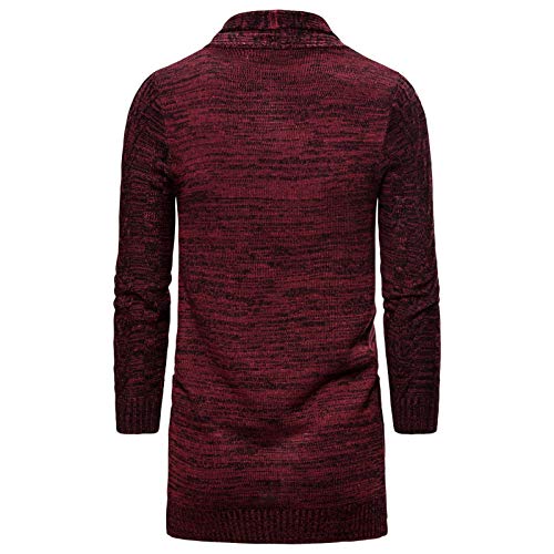 Men's Long Cardigan Open Front Knit Sweater Shawl Collar Solid Cotton3