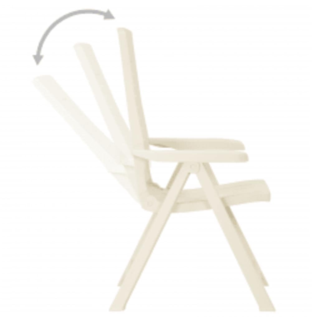 vidaXL 2X Sillas de Jardín Reclinables Plegables Sillón Exterior Balcón Terraza Patio Asiento Butaca Muebles Mobiliario Plástico Blanco