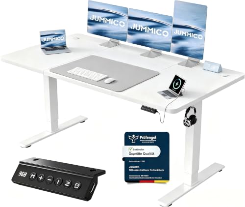 JUMMICO Höhenverstellbarer Schreibtisch 160 x 70 cm, USB-A-Anschluss – Ansicht 1