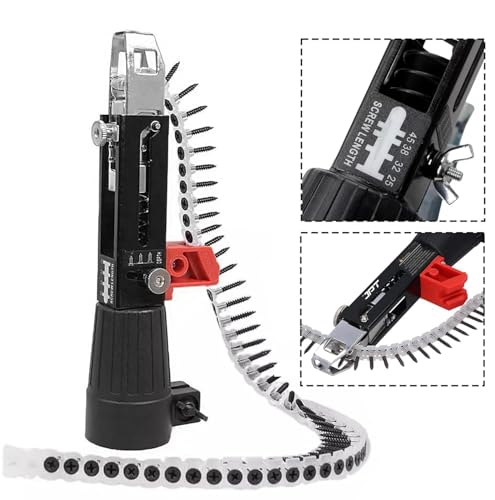 Image of AASONS Automatic Chain Nail Gun Adapter - Collated Screw Auto-Feed Nailing Head for Electric Drill, Drywall & Woodworking Nail Gun Attachment with 50Pcs Chain Nails