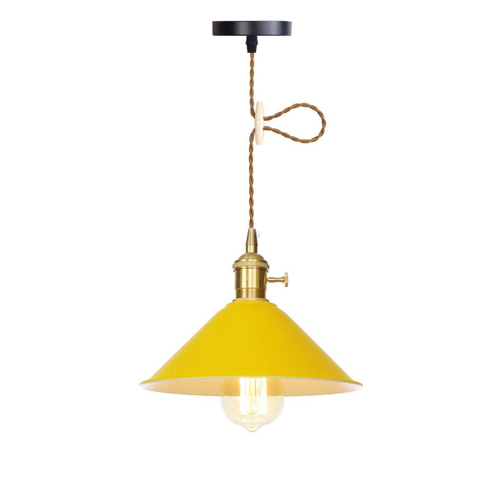 Hanging Lampe en métal ajusté jaune mat style industriel lustre moderne longue durée
