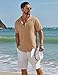 COOFANDY Men's Linen Shirts Short Sleeve Button Down Lightweight Casual Vacation Beach Shirt Khaki