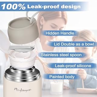 minghaoyuan Termos per Alimenti Caldi 800 ml, Portapranzo Contenitore Termico per Alimenti Caldi di Acciaio Inossidabile, Isotermico Lunch Box Termico con Cucchiaio, Portavivande per Zuppa, Pasta