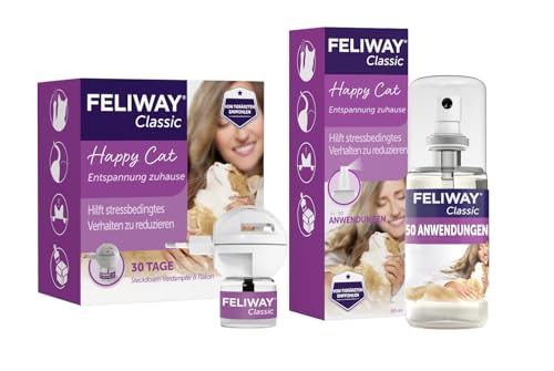 FELIWAY Classic | Pheromone für Katzen | Verdampfer für die Steckdose inkl. 48ml Flakon + 60ml Spray | gegen Stress, für mehr Harmonie | von Tierärzten empfohlen, klinisch getestet