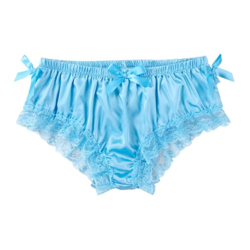 Men's Frilly Lace Briefs Satin Bowknot Ruffles Layered Panties Feminine Sissy Lingerie Underwear