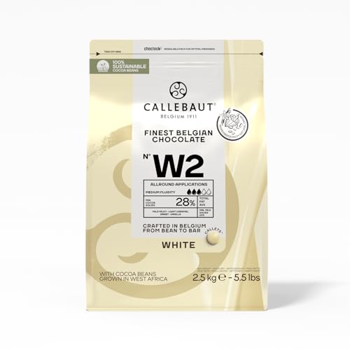 Callebaut Recipe No. W2 Finest Belgian White Chocolate With 28% Cacao, 22% Milk, 5.51 Pound
