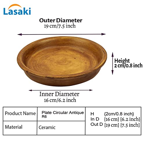 Image of Lasaki Round Ceramic Trays (Plates Saucers) for Pots, planters, Flower, Succulent(Set of 2,Antique,6 inch) R6(Plants not Included)