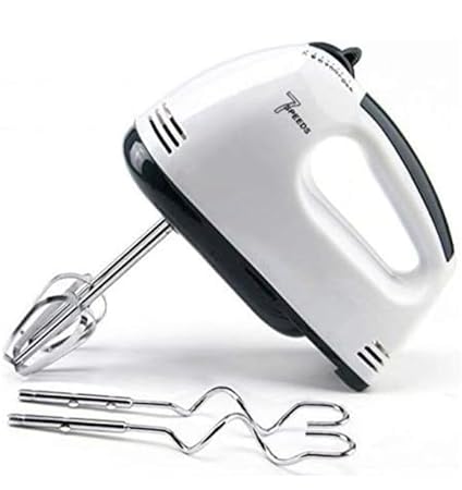 Electric Hand Mixer and Blenders with Chrome Beater and Dough Hook Stainless Steel Attachments - Speed Setting - Beater for Cake Egg Bakery