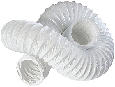 White Flexible Fan Ducting - 6m Long Extractor Fan Hose Tube - 6" 150mm Diameter