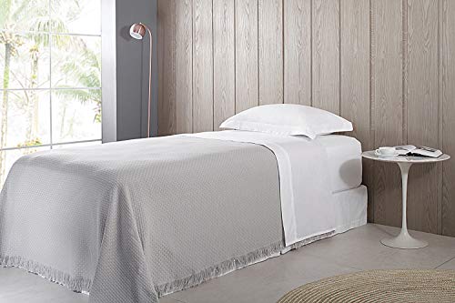 Colcha Buddemeyer, In Design, Solteiro, com Franja, Cinza, Buddemeyer, 100% Algodão, Cinza, In Desig