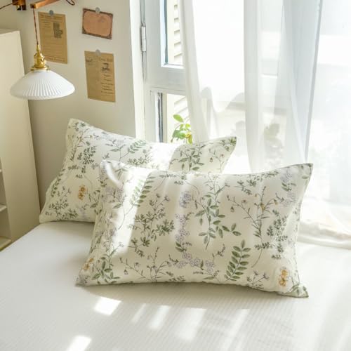 Nayoroom Floral Duvet Cover Queen Size 100% Cotton Reversible Green Botanical Leaf Printd On White Comforter Cover 3 Pieces Soft Breathable Spring Cottagecore Bedding Set With Zipper Closure thumb #6