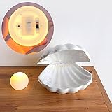 DriSubt Muschel Perle Licht Akzent Lampe Nachtlicht Perle in Muschel Ornament Sammlerstück Tischdekoration Wohnkultur für Schlafzimmer Wohnzimmer (White)