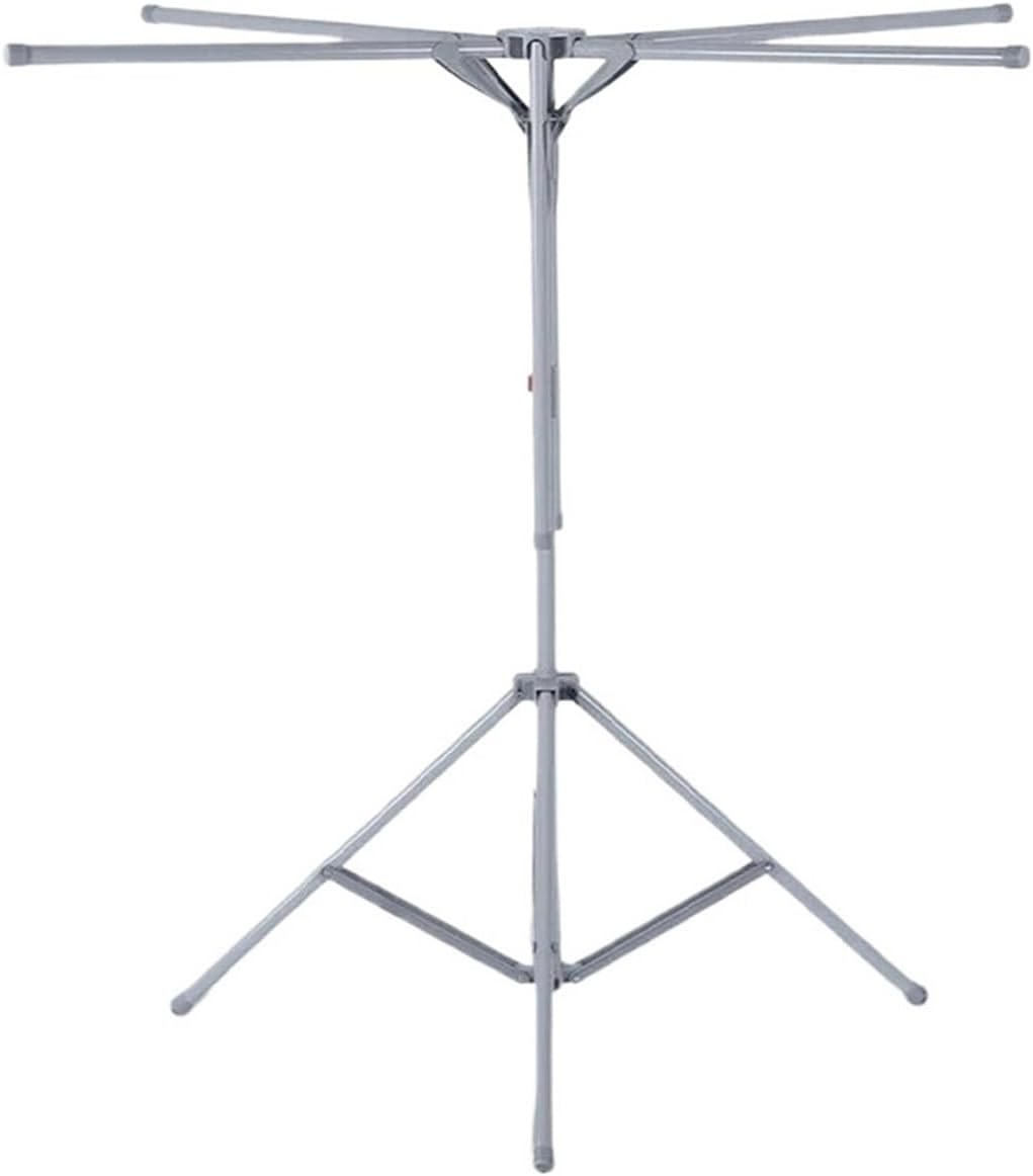 Genérico Foldable Standing Clothes Rack Home Floor Balcony Outdoor Drying Bedroom Easy to Install(Grey)