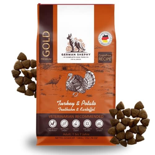German Shephy Dog Food | 3kg | Getreidefreies Hundefutter trocken | Hypoallergen | Für Fell, Gelenke & Immunität | Truthahn & Kartoffel | Mit hohem Fleischanteil | Leicht verdaulich
