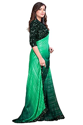 Pratham Blue Women's Silk Saree With Blouse Piece
