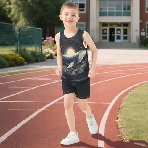 Bolaz Boys Athletic Quick Dry Tank Top Sleeveless Workout T Shirts Age 11-15,Delicate Whale 5