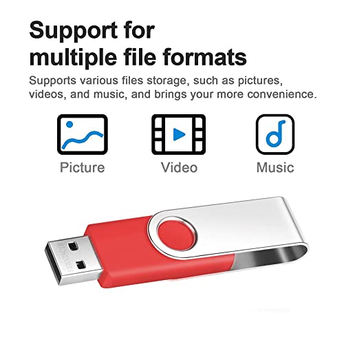 8 GB Memory Stick Bulk 10 Pack USB 2.0 Sticks - Multipack Portable PenDrive 8 GB Value Flash Drive met Lanyards - Rode… - Afbeelding 7