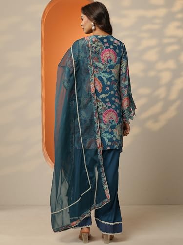 Image of Libas Printed Poly Crepe Straight Kurta set for Women | daily wear suit