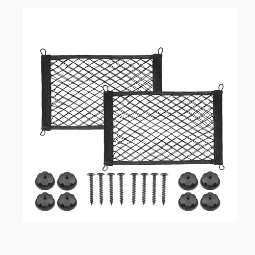 KAKKOII Cargo Net,Universal Storage Pocket Net,Automotive Travel Mesh Elastic Net,Trunk Net, Stretchable Mounting Pouch with Hooks for Car,Boat,Rv,SUV,Trailer 2 Pack (S-11.8 x 9.8Inch)
