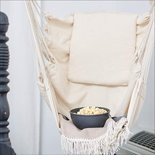 Wise Owl Outfitters Hammock Swing Chair - Boho Cushioned, Swinging, Hanging Chair For Backyard, Bedrooms, Patio, Indoor, Outdoor, Kids & Adults #TOP4