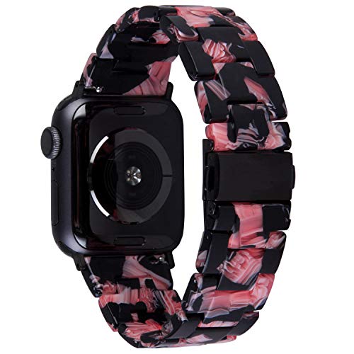 Armband aus Kunstharz, kompatibel mit Apple Watch, 38 mm, 40 mm, 42 mm, 44 mm, iWatch Serie 5/4/3/2/1, Schildpatt-Armreif, Schmuck, Armband für