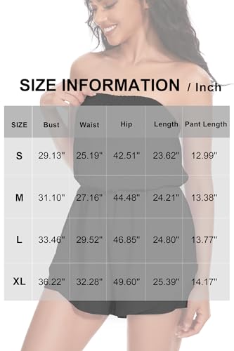 SYNEELIFE Women Casual Short Rompers Summer Beach Flowy Dressy Rompers Strapless Jumpsuits Rose Red XL — view 6