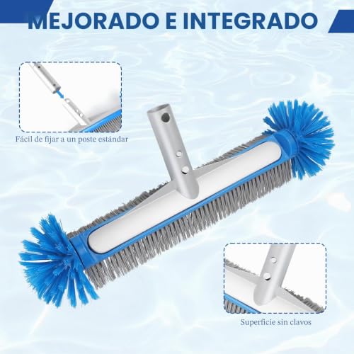 Miniatura 2 de Lalago Cepillo Piscina, Cepillo De Limpieza De Piscina, Cabezal De Cepillo Con Mango De Aluminio, Cepillo De Limpieza, Cepillo Para Limpiar Fondo, Cepillo De Pared Para Pared Y Suelo De Piscina