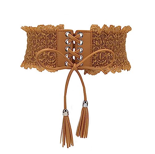 Women Elegant Lace Wide Waist Belts Women Bowknot Tie Corset Female Waist Belt Stretch Elastic Lady Cummerbund Waistband2